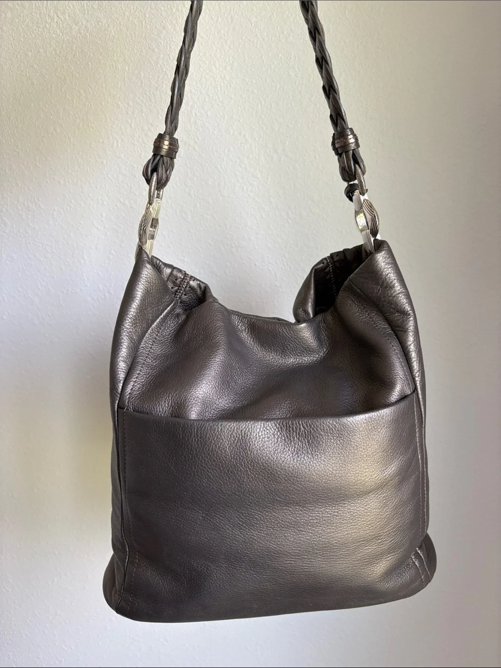 Brighton Anju Masterpiece shoulder bag Metallic Soft Pewter Leather